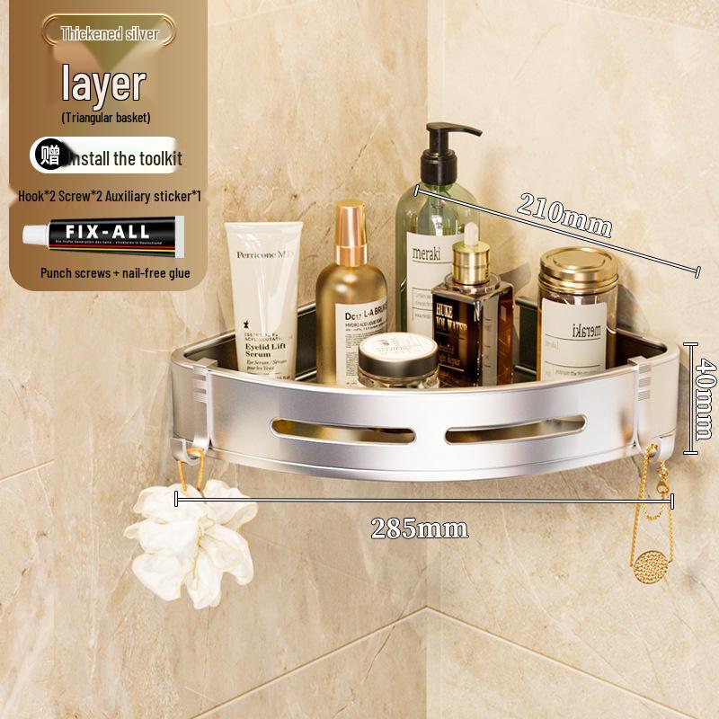 Треугольная настенная алюминиевая угловая полка-стеллаж для ванной