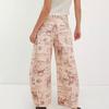 Barrel Jeans for Women Floral Print Boyfriend Baggy Jeans Casual Mid