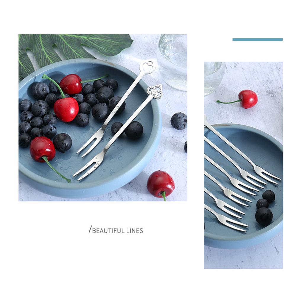 Fruit Fork Dessrt Salad Forks Home Kitchen Tableware Stainless Steel Birthday BBQ Party Cafes Bar Tools Flatware
