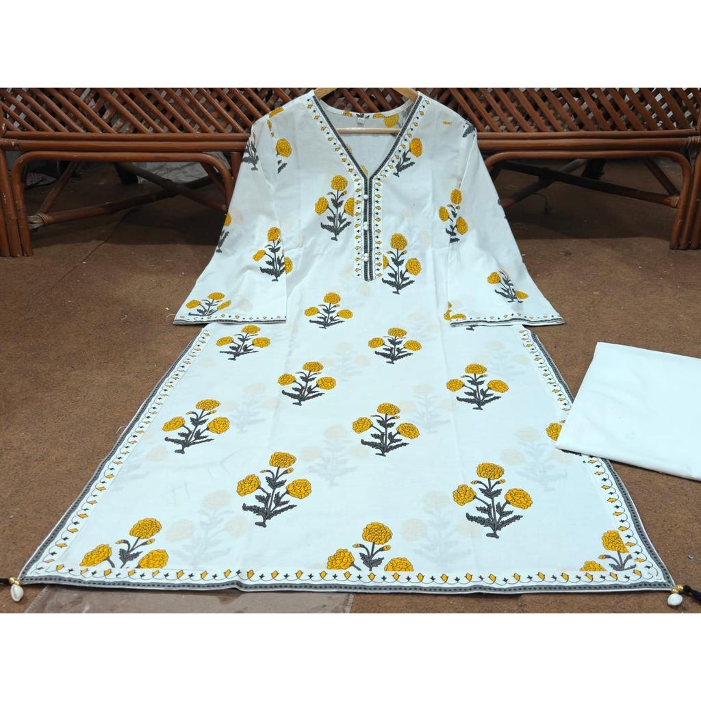 Hand Block Printed Women's Kurti Pant Set Paksiatni Designer Ethnic Kurta Set