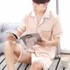 Summer Men's Ice Silk Pajamas Homewear Suit Teenagers Thin Short-Sleeved Shorts Loose Large Size Fashion Pajamas Homewear Suit