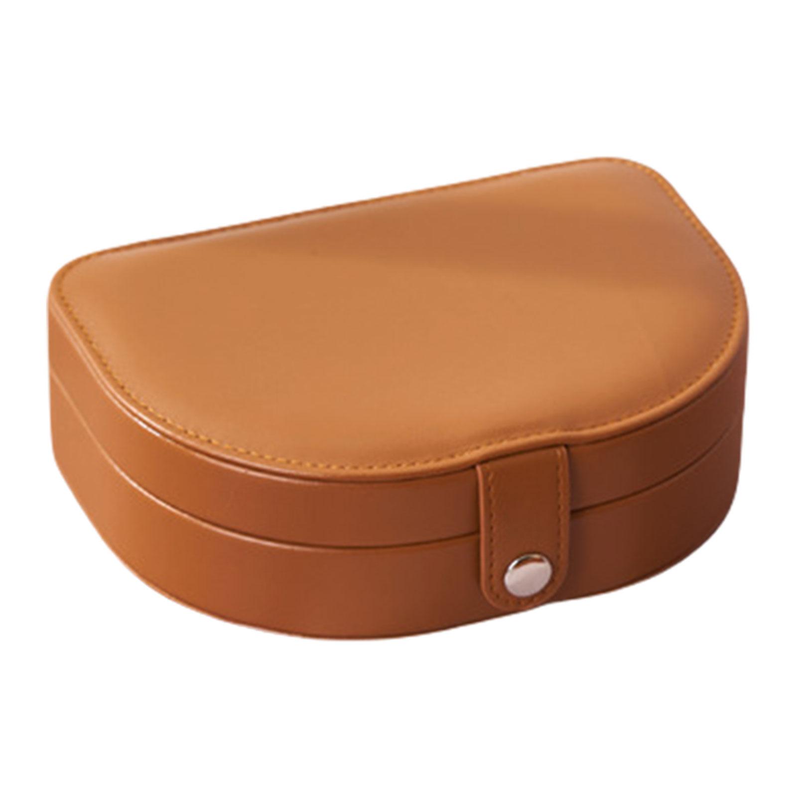

Practical Leather Jewellery Storage Case Stylish Organizers Half Round Clovers Designs Accessory for Household Use