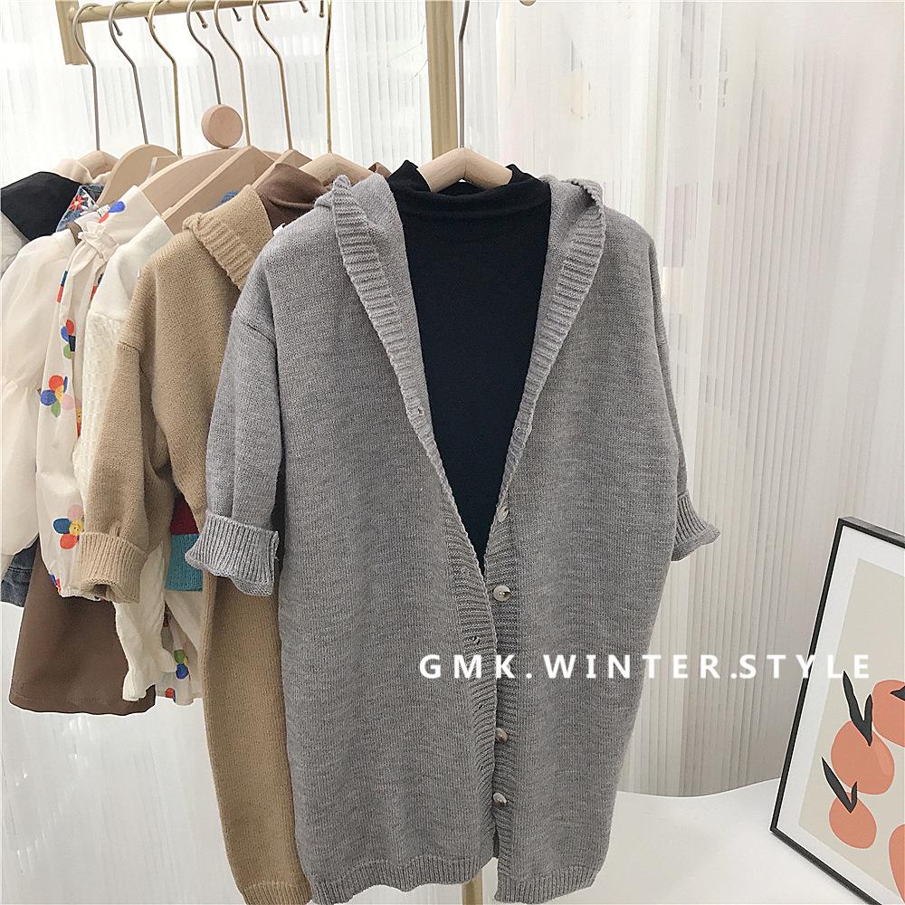 Girls' Hooded Extra Long Knitted Cardigan Sweater - Children's Solid Color Autumn Coat