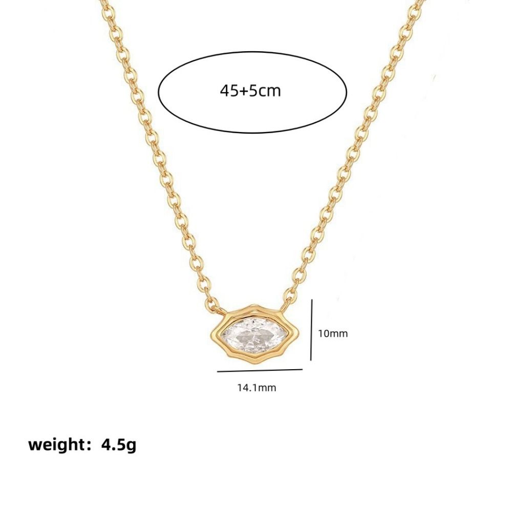 Fashion Minimalist Zirconia Color Protection Electroplated Choker Copper Oval Round Pendant