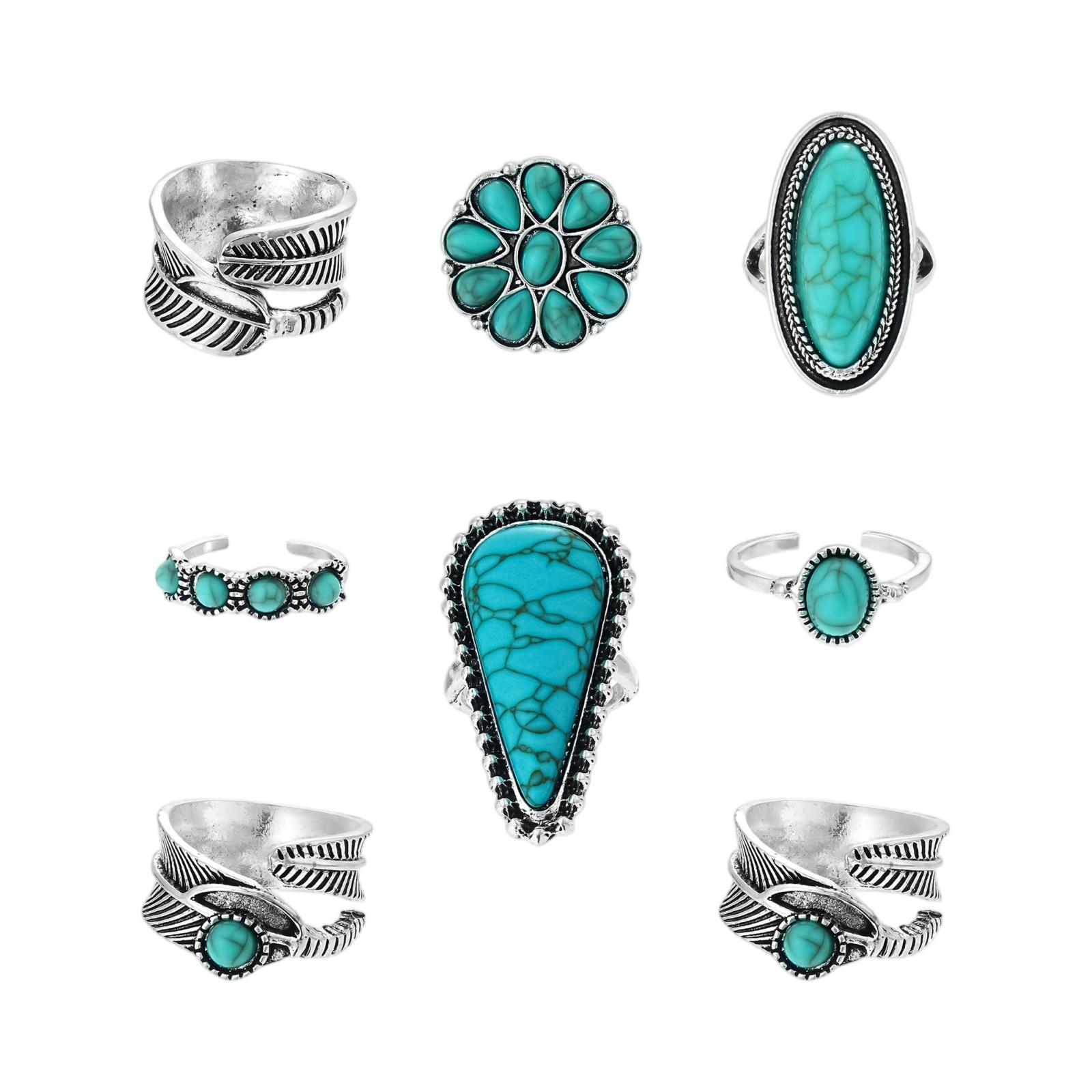 Fashionable Women s 8 Piece Ring Set - Ladies Ring  Metal Ring Glossy Ring  Metal Ring Holiday Gift One Size