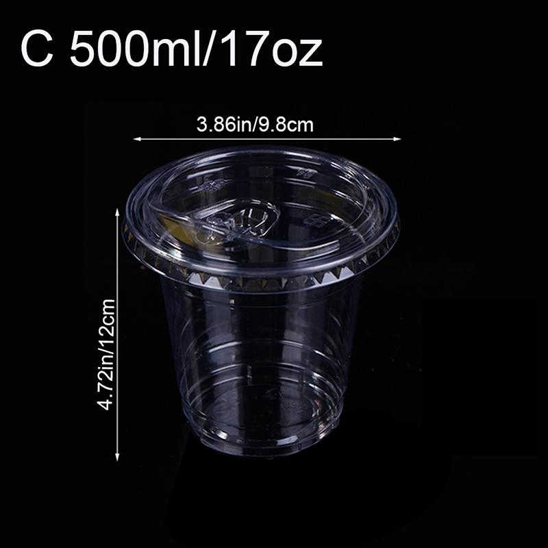 10 Pezzi 360/400/500ml Bicchieri di Plastica Trasparenti Monouso con Coperchio per Bere Direttamente Contenitore per Caffè Freddo Tè Bevande Fredde Frullati