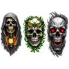 3pcs Temporary Tattoo Colorful Realism Roses And Butterfly Skull Butterfly Head Skull Star Marked Skull For Arms Thighs Men