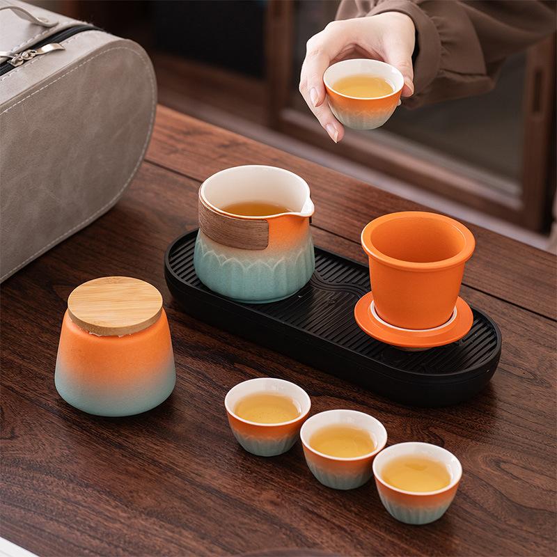Retro Lotus Hand Grab Teapot Kuaike Cup Portable Travel Camping Tea Set Company Annual Meeting Commemorative Souvenir Gift