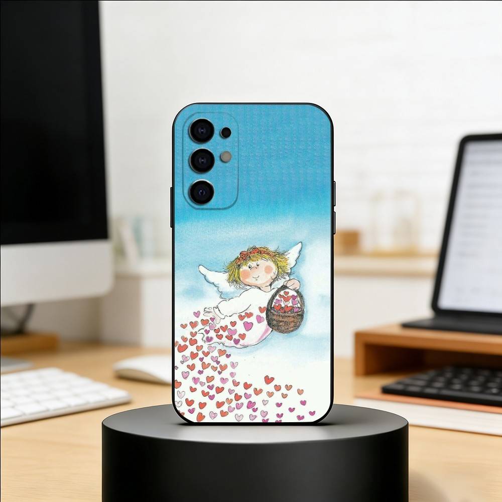 Heilender kleiner Engel Handyhülle Für Samsung S25,S24,S21,S22,S23,S30,Ultra,S20,Plus,Fe,Weiche Silikon Schwarze Hülle
