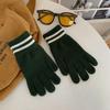 Stripe Riding Mittens Knitted Cashmere Gloves Winter Wool Mittens  Gloves Female Gloves