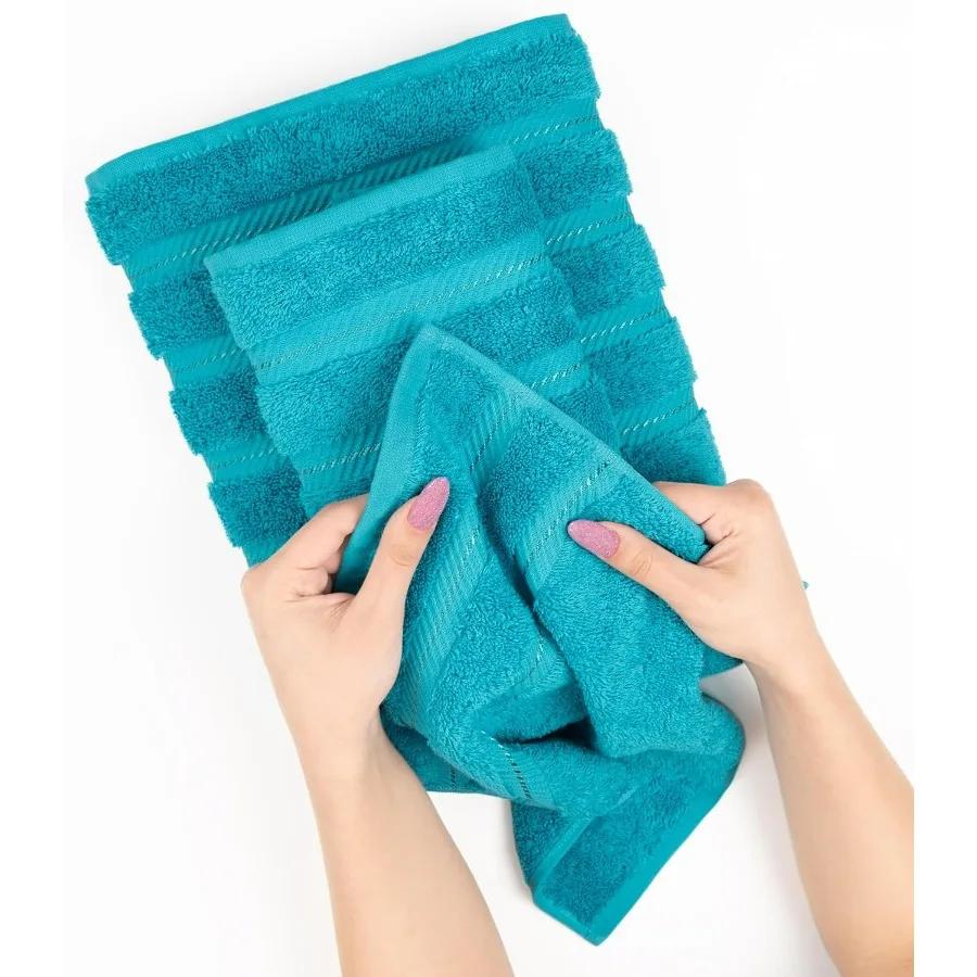 Luxury 600 GSM 100 Cotton Turkish Hand Towels Set of 4 for Bathroom and Kitchen UltraAbsorbent Aqua Blue Face and Hand Towels w