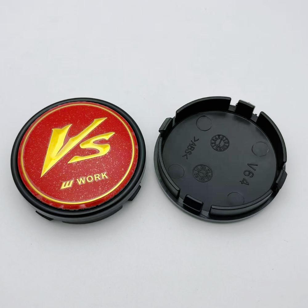 4pcs JDM 64mm VS W Work Logo Emblem Badge Car Wheel Center Cap Wheels Hubcaps Rims Center Dust Cover Car Accessories for Volvo