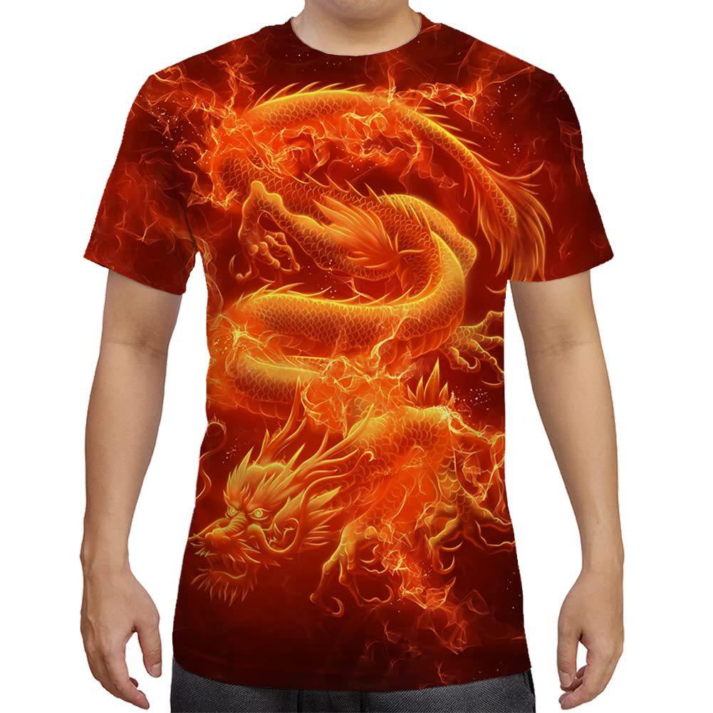 Letní Pánské Tričko s Krátkým Rukávem s 3D Potiskem Vzorů Zvířat s Kulatým Výstřihem Módní Ležérní