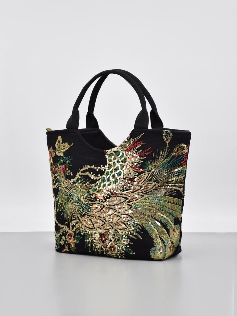 Yunnan Ethnic Sequin Embroidered Canvas Tote Bag