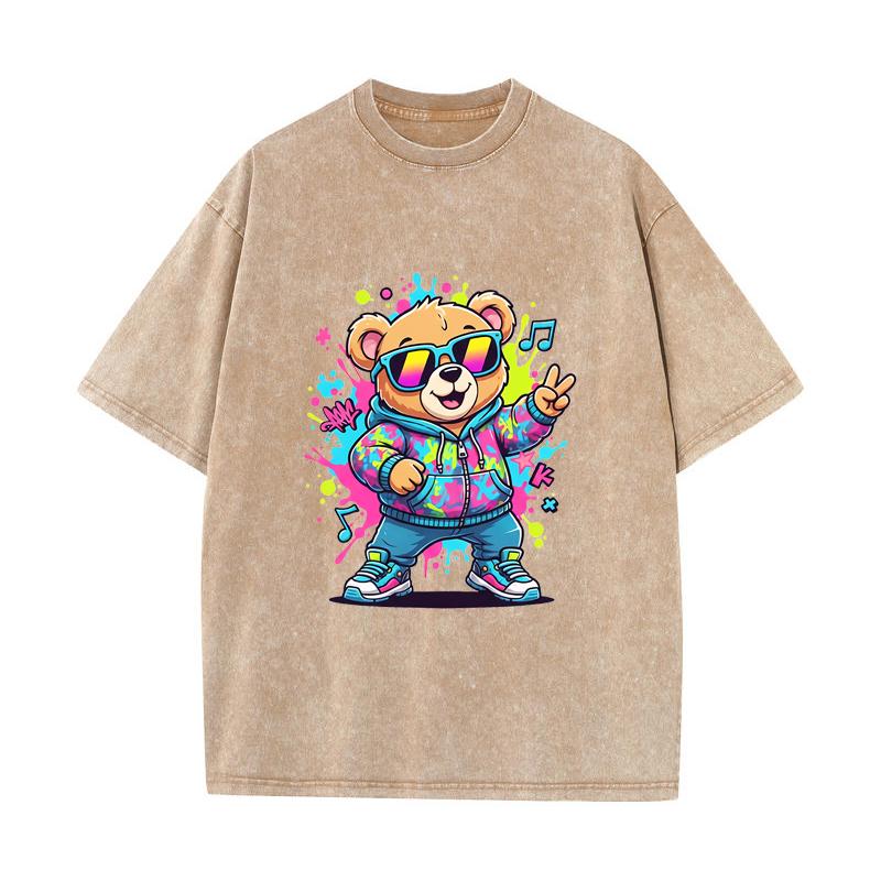 SX-26 MINISO 2026 Summer Vintage Wash Printed Pure Cotton Shoulder Style Men's and Women's Round Neck Short Sleeved Couple T-shirt