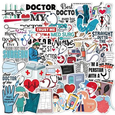 50 Doctor-Themed Stickers for Laptops, Refrigerators, Phones, and Water Cups