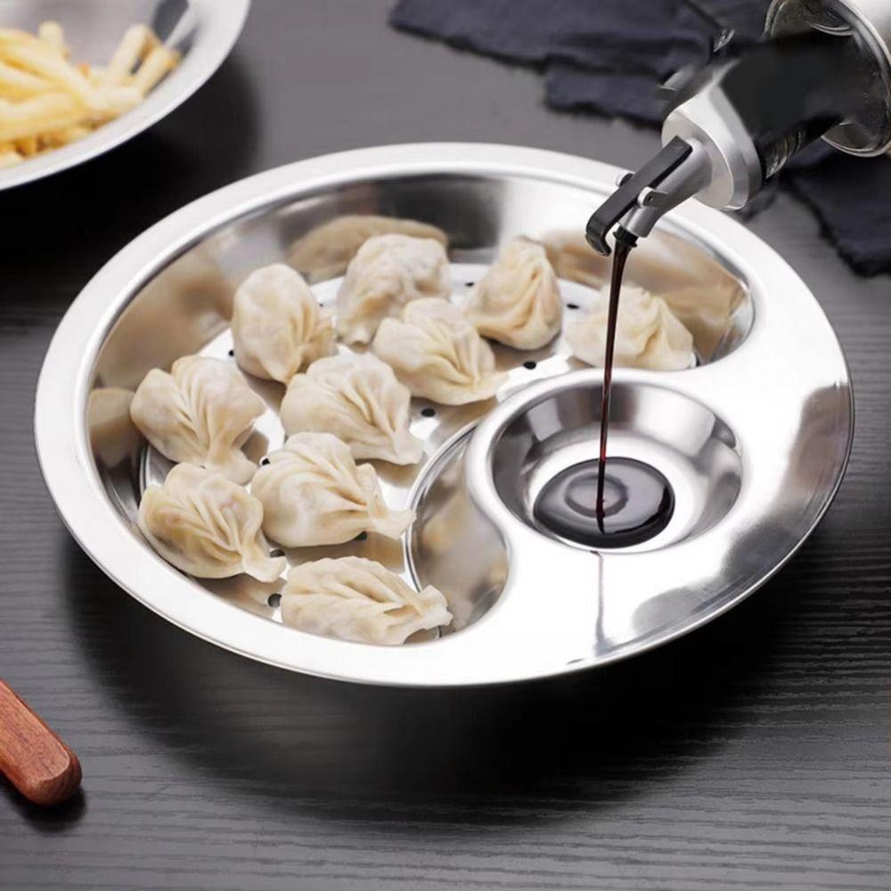 Förtjockad Dumplingsfat Rostfritt Stål Avrinningsfat med Vinägerfat För Efterrätter