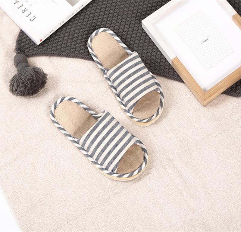 Unisex Lein-Baumwoll-Hausschuhe für alle Jahreszeiten - Ideal für Innenbereiche und Holzböden