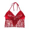 Tassel Halter Bra Polyester Belly Dancing Outfits for Women Fashion Belly Dance Top  Party
