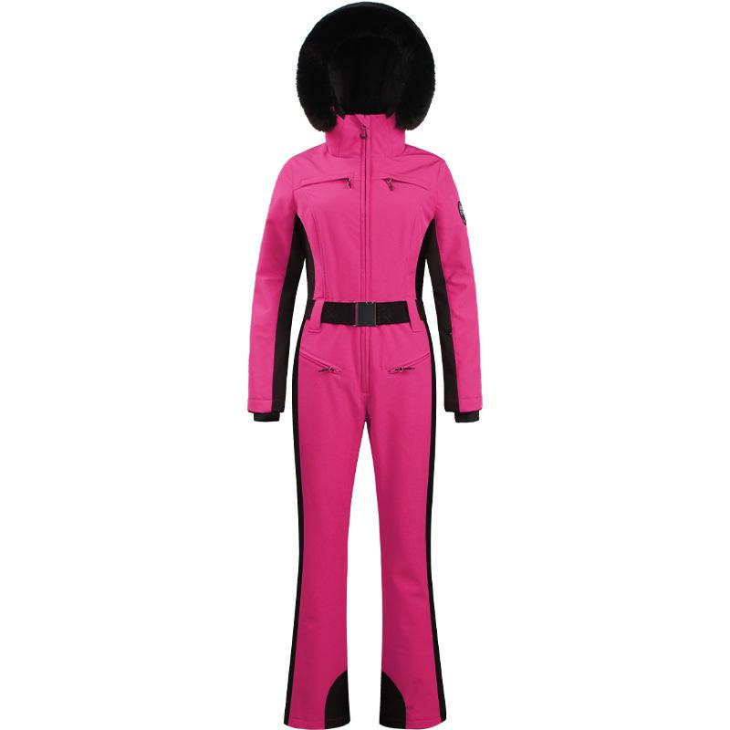 Women's Slim-Fit Windproof Double-Board Ski Suit: Thickened, Warm, Waterproof, and One-Piece Design for Outdoor Sports.