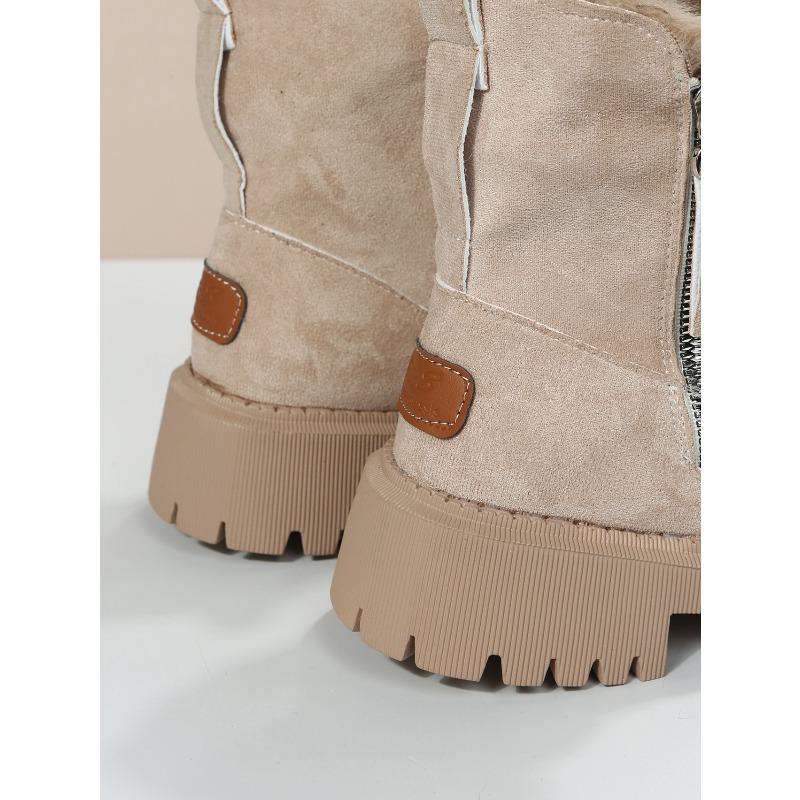 Women's Snow Boots Autumn and Winter European and American Cross-border New Large-size Velvet Thick-soled Thermal Cotton Shoes Martin Boots