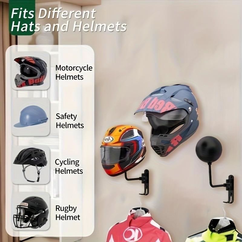Ścienny Uchwyt na Kask Motocyklowy 180° Obrót Piłka Nożna Rowerowy Stojak na Kask Wieszak do Prezentacji Kasków na Czapki Z 2 Haczykami