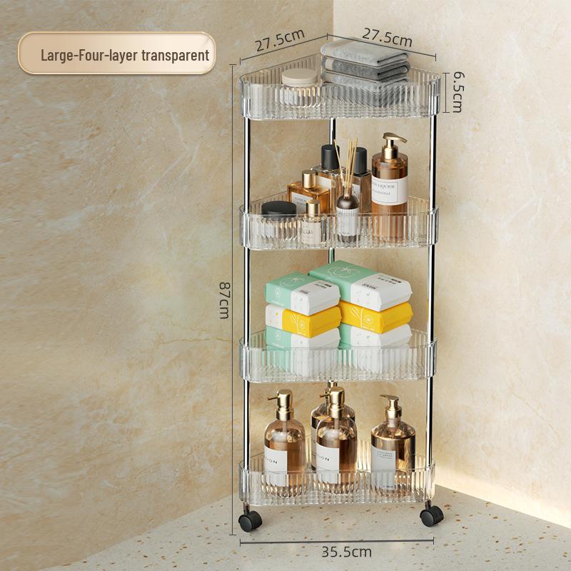 Bathroom Rolling Storage Rack: 2 To 4-Layer Multi-Tier Movable Organizer for Toilet and Washbasin Areas