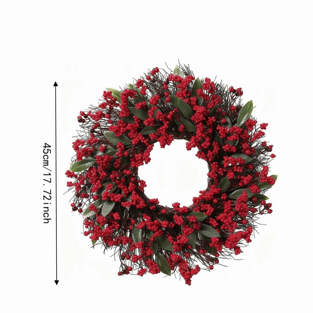 American-style Artificial Berry Holly Christmas Wreath Simulated 45 CM Hanging Wreath Decoration DIY Xmas Red Berry Garland