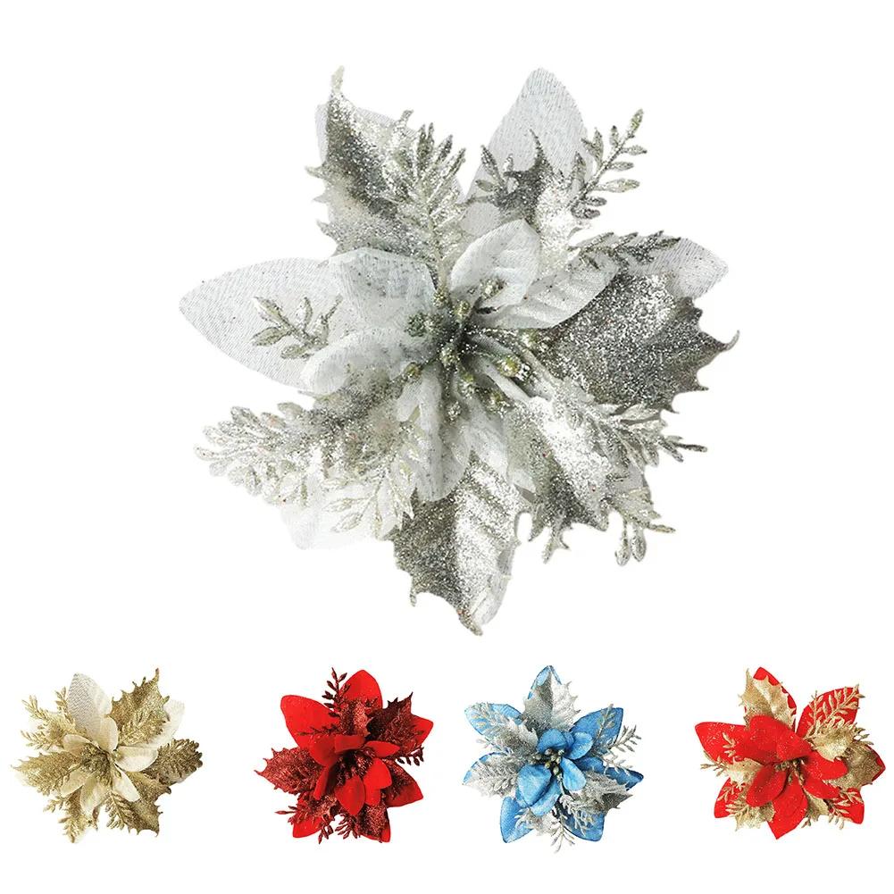 Stella di Natale Fiore Scintillante Appeso Decorazione Albero Festa di Natale