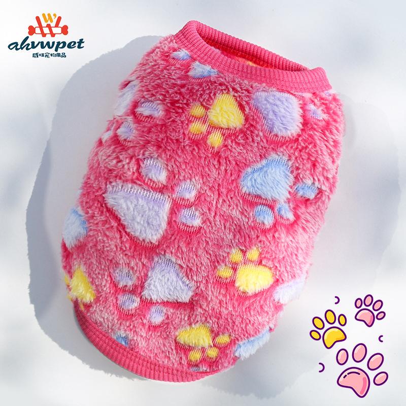 Cartoon Flannel Thermal Teacup Dog Small Milk Dog Dog Cat Teddy Clothes Vest Pet Supplies