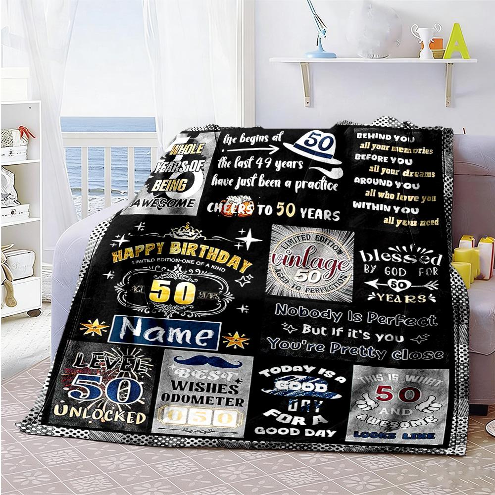 Birthday Personalized Name Blanket Cozy Customizable Blanket Ultra-Soft Perfect for Home Decor Picnics Office Chair Couch Ideal for All Seasons