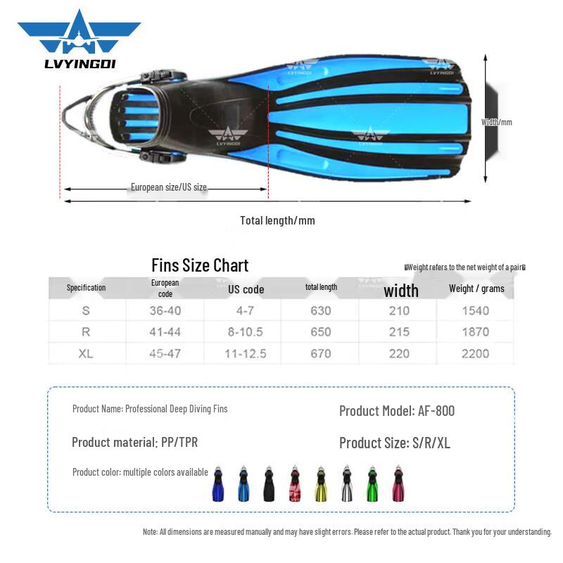 Professional Deep Dive Fins with Adjustable Spring Straps
