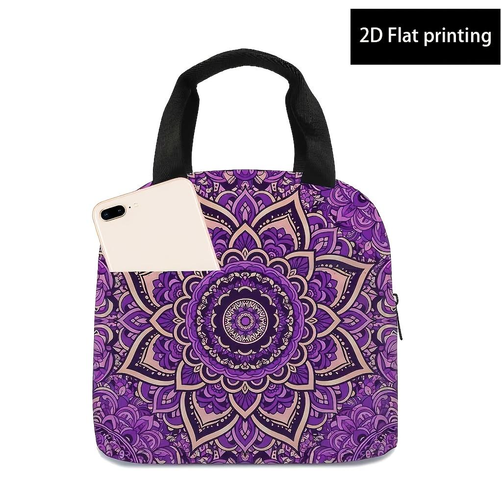 2D Printed Design, Mandala Print Pattern Tote Bag, Women's Trendy Lunch Bag, Outdoor Picnic Insulated Bag, Storage Pouch, Non-fo