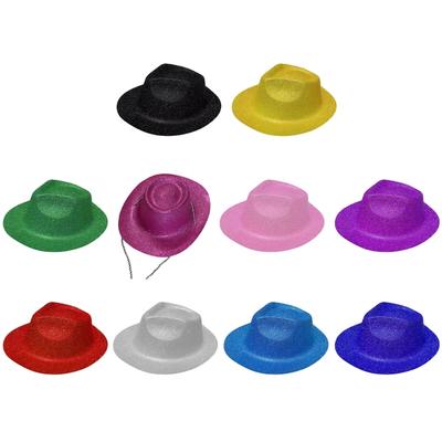 Glitzernder Plastik-Fedora-Hut Funkelnde Trilby-Kappe Kostümzubehör für Kostümpartys