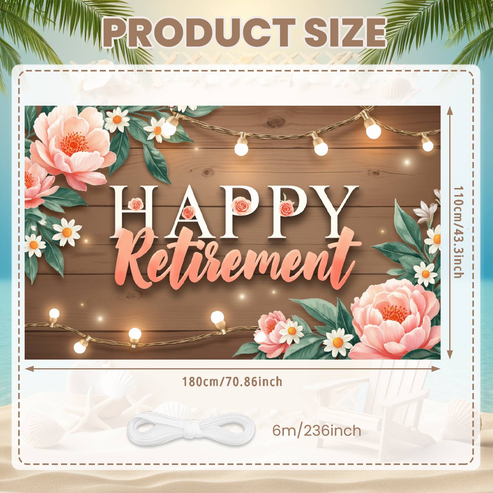 Celebration Banner Pastel Color Scheme Happy Retirement Banner Celebration Background Rustic Wooden Retirement Backdrop