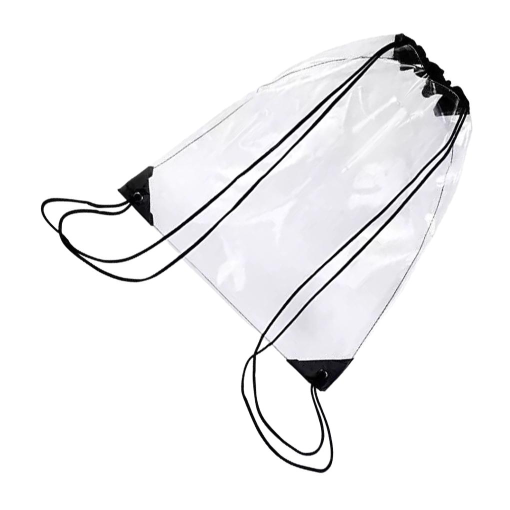 Черный прозрачный рюкзак-мешок на завязках удобный для путешествий многоразовый и водонепроницаемый 548₽