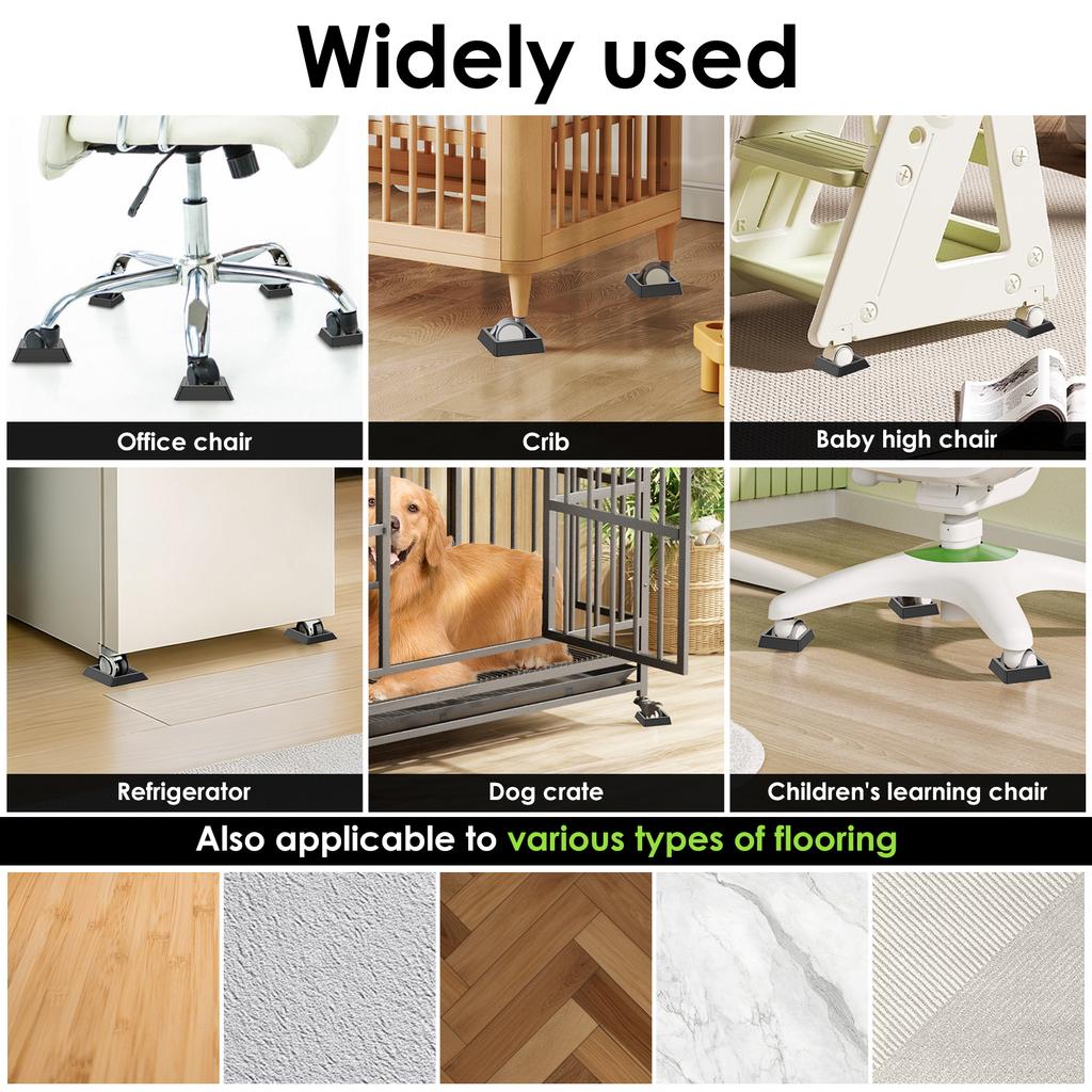 6/12Pcs Chair Wheel Stopper Rubber Non Slip Furniture Pad Hardwood Floor Protectors Anti Vibration Caster Cup for Home Office