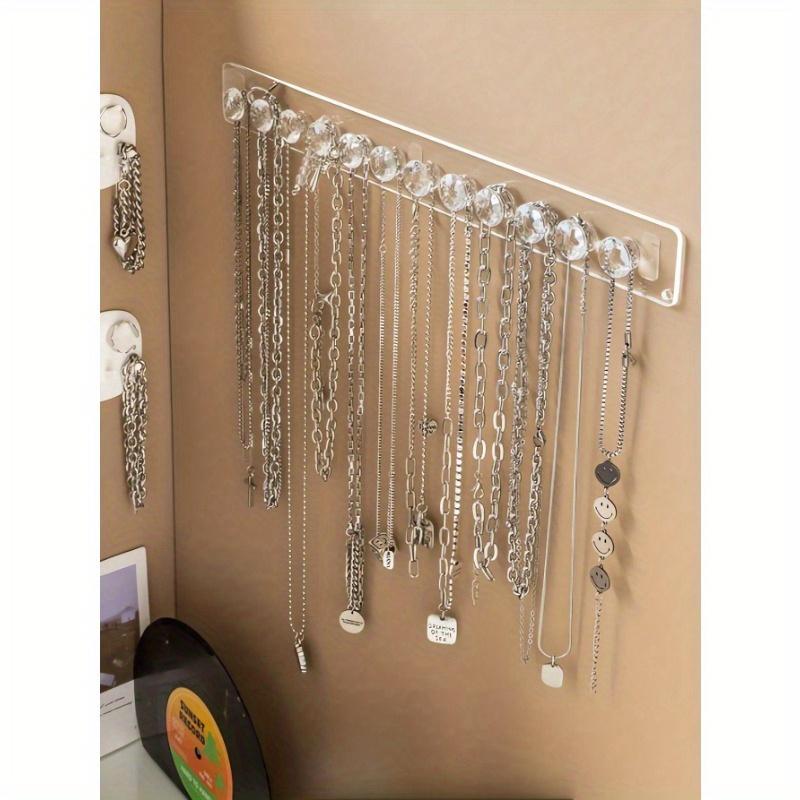 1pc Jewelry Organizer Stand For Necklaces, Bracelets, Earrings And Rings Transparent Wall-Mounted Display Rack For Dressing Table Jewelry Storage Hook