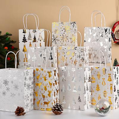 StoBag Metallic Foil Christmas Gift Wrapping Bags for Sweets Luxury Reusable Holiday Tree Snowflake Reindeer Bell Party Favors