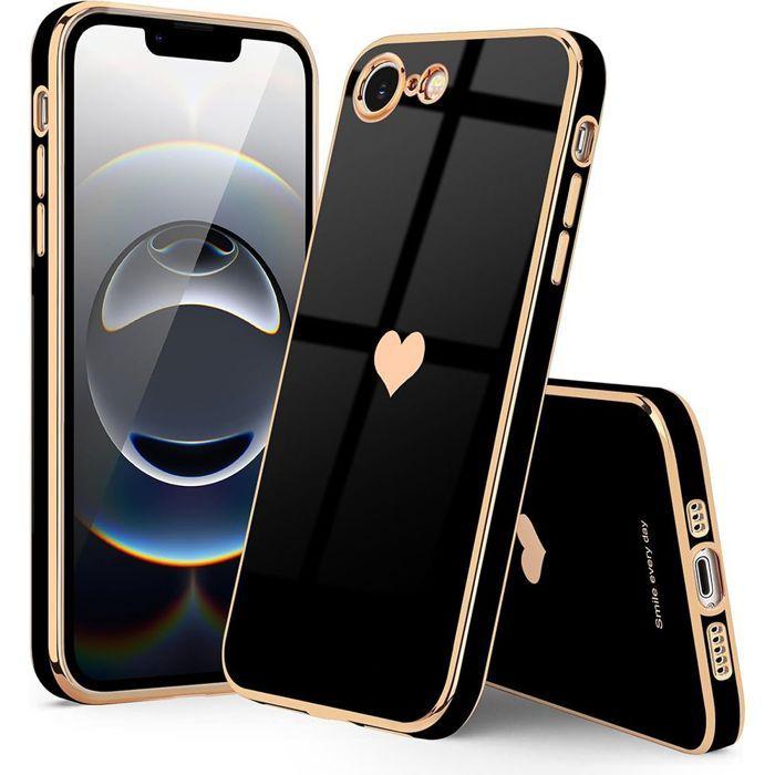 Protective Case - BOOLING - for iPhone 16e - Soft Silicone - Heart Pattern - Luxury Black