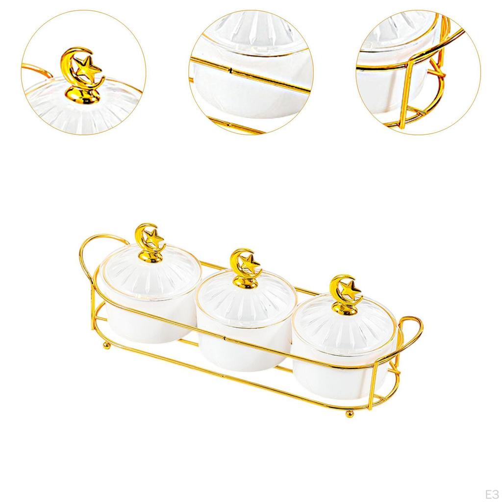 Appetizer Serving Plate with Lid, Sectioned Dish for Living Room Treats