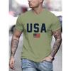 'USA' Pattern Print Men's Comfy T-shirt, Graphic Tee Men's Summer Outdoor Clothes, Men's Clothing, Tops for Men