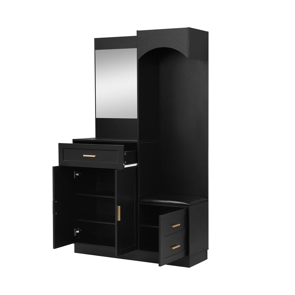 Modern, Compact Hallway Wardrobe, Coat Cabinet and Shoe Cabinet Combination, Entrance Cabinet, Multifunctional Storage Shelf with Mirror