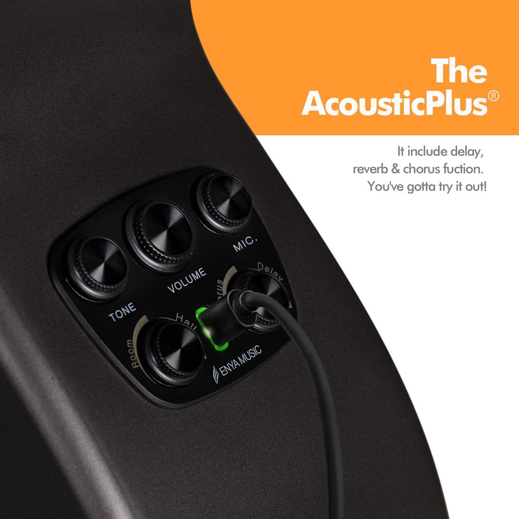 Enya X4 Pro Gitar med Karbonfiber AcousticPlus Hardkoffert og Lærreim 41" Akustisk/Elektrisk Pickup,