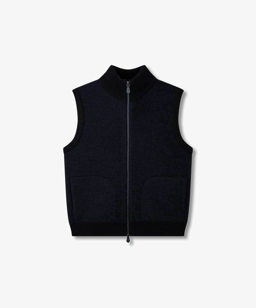 Man On The Boon Two-Way Zipper Textured Vest_Navy 4714313017