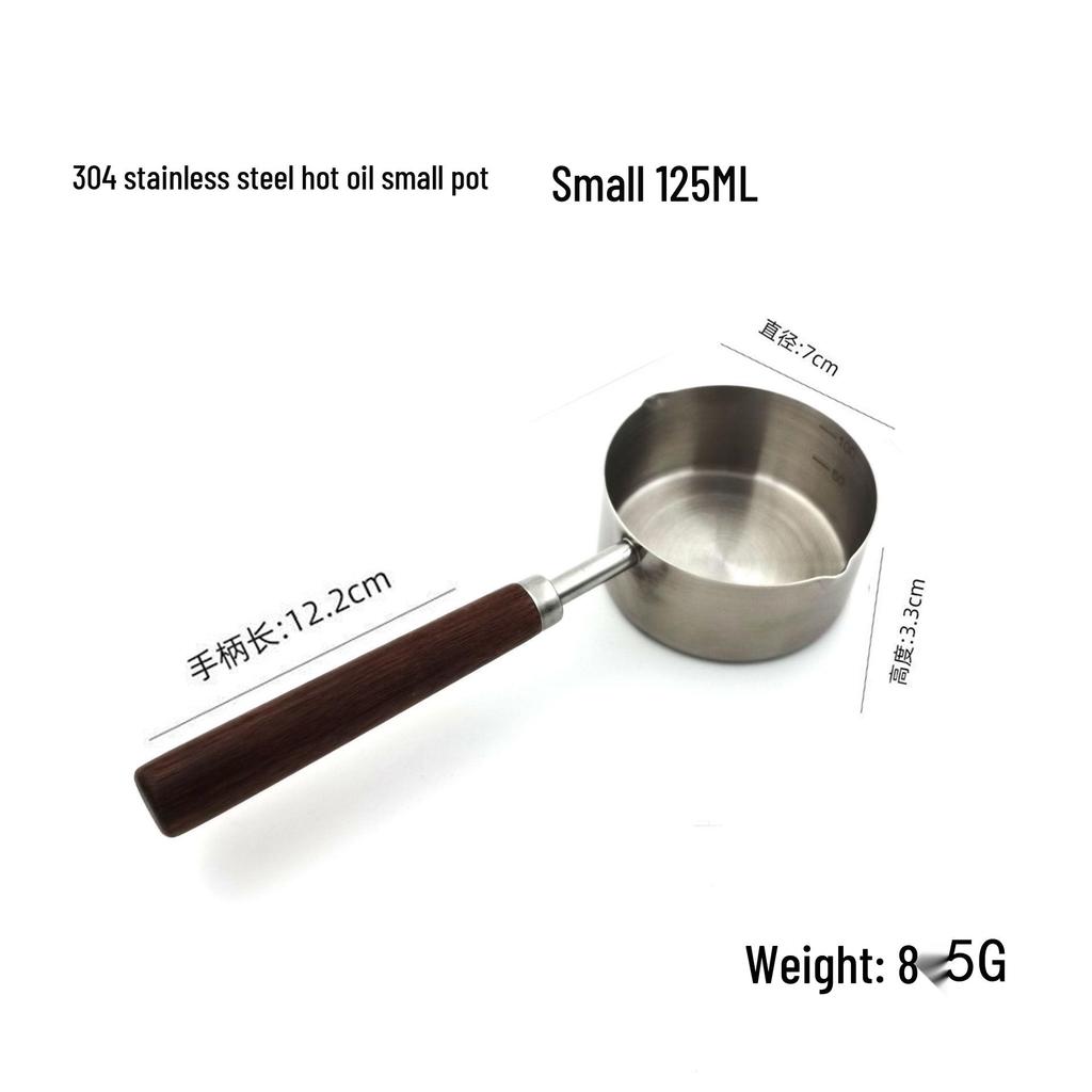 304 Stainless Steel Non-Stick Mini Pot with Wooden Handle - Ideal for Baby Food, Milk, and Small Dishes