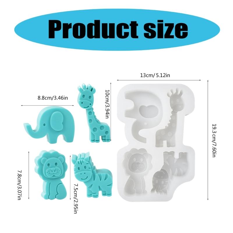 Safe Silicone Animal Mould Silicone Animal Cake Molds 4 Cavity DIY Baking Molds for Cute Dessert Chocolate and Ice