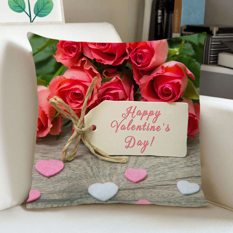 Greeting Card European Bow Gift Peach Skin Valentine's Day Pillow Case Pillow Car Sofa Cushion Cushion