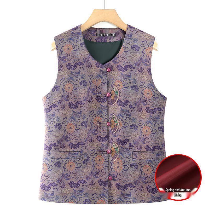 

Grandma Autumn Vest: Guofeng Shawl for Middle-Aged & Elderly Women - 60s & 70s New Chinese Style 3XL [115-130 lbs]