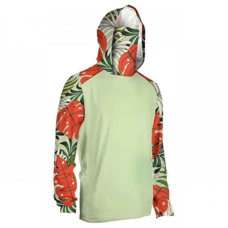 Camicia da Pesca da Uomo UPF 50 a Maniche Lunghe con Cappuccio Copri-Viso Asciugatura Rapida Traspirante Protezione Solare Pesca all'Aperto